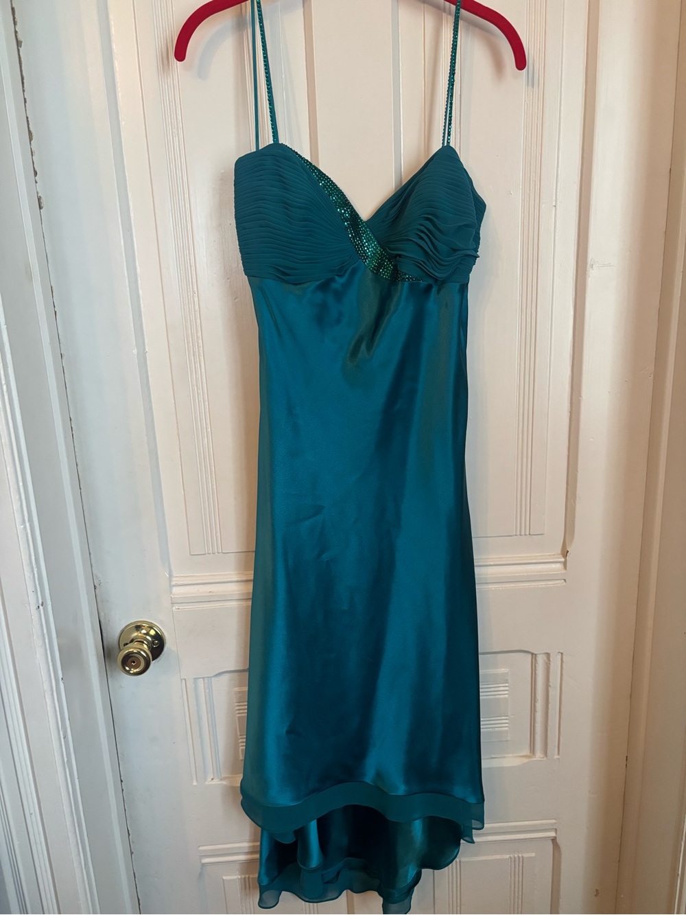 Cache Teal Satin Dress Top
